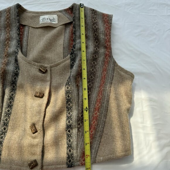 Rare Vintage Women Cooyah Boho Vest Wood Buttons Jamaican Approximately Small - Picture 8 of 12